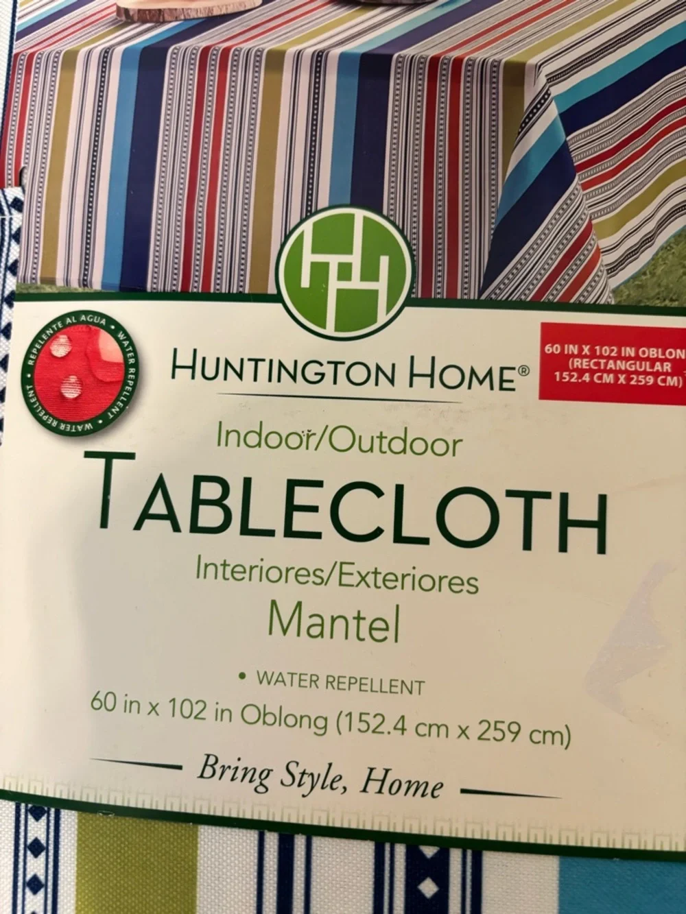 HUNTINGTON HOME Indoor/Outdoor Tablecloth 60” x 102” * NEW*